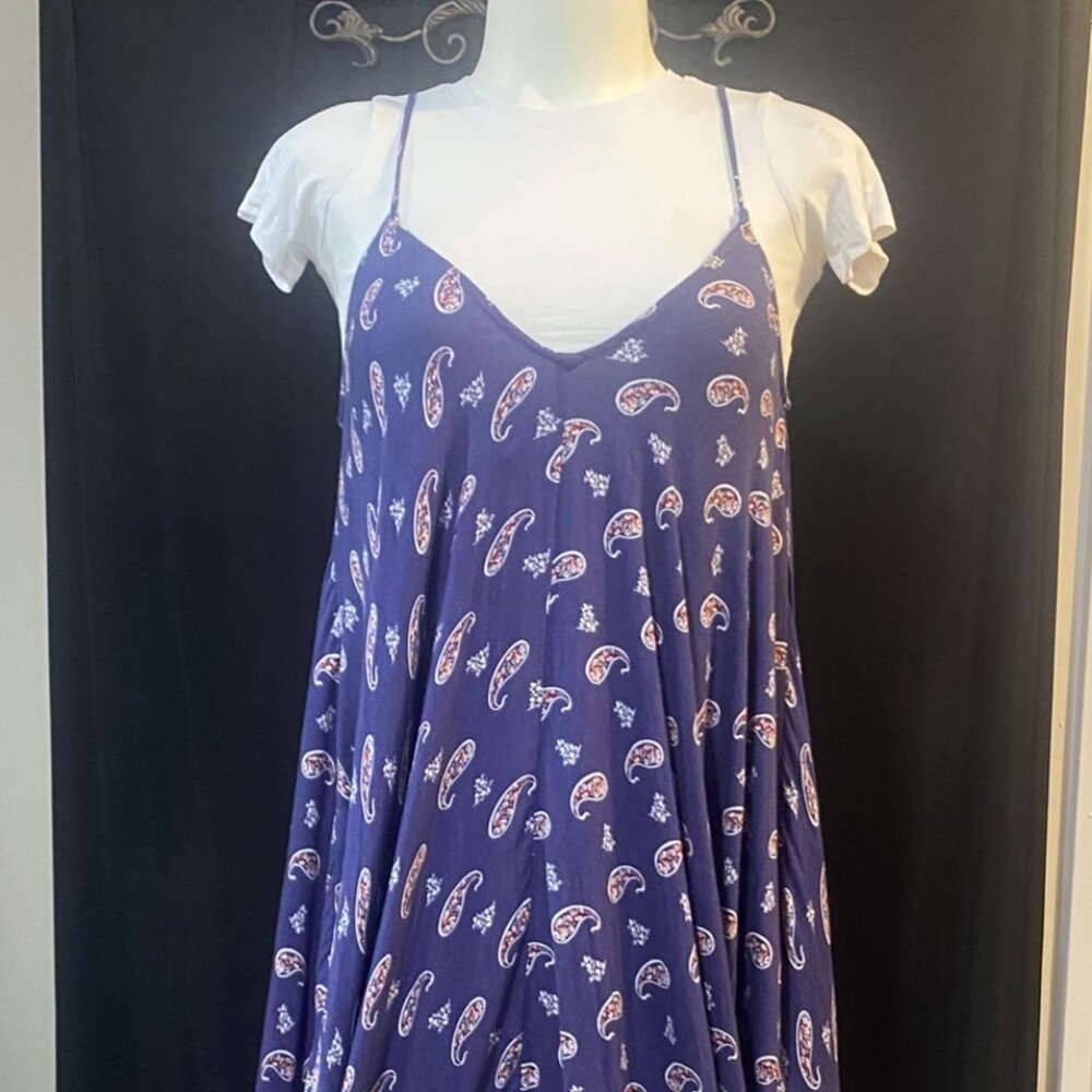 Japana Paisley Bandana Print Sun Dress | Boho Asymmetrical Midi | Large